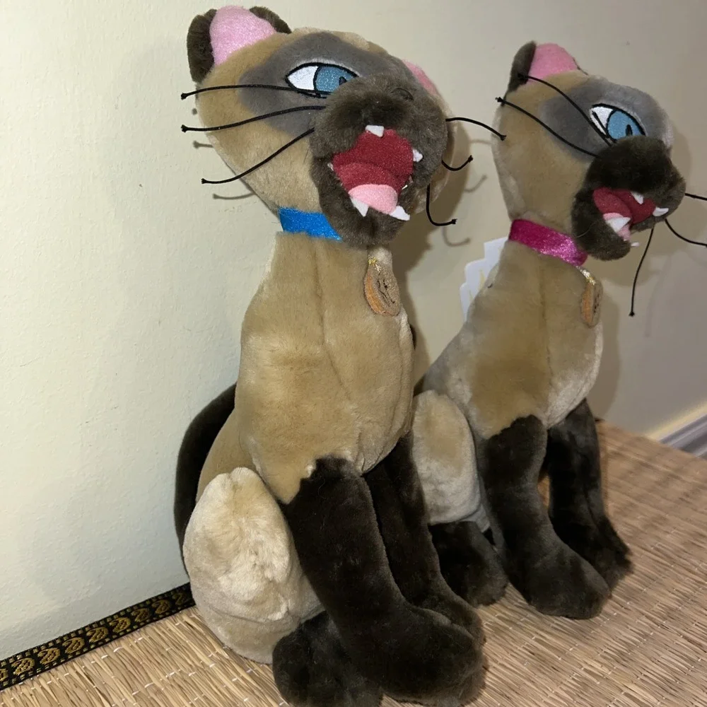 Disney Siamese Cats Si And Am Bean Bag Plush Set Lady & the Tramp Vintage 10